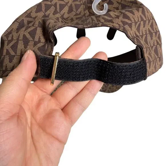 Michael Kors MK Logo Monogram Baseball Cap brown/tan adjustable strap OS - NWT - Picture 4 of 7